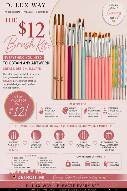 22-Piece Nail Art & Acrylic Brush Bundle