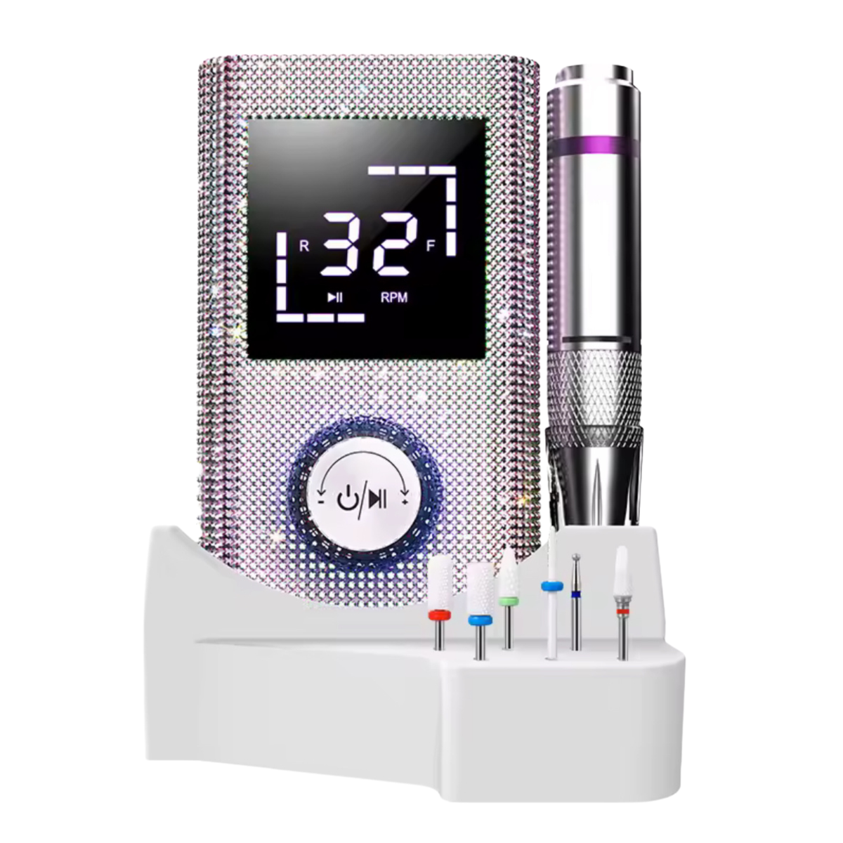 Portable Nail Drill- Rhinestone Style with Drill Bit Holder, And Drill Bit Set 45,000rpm, Electric